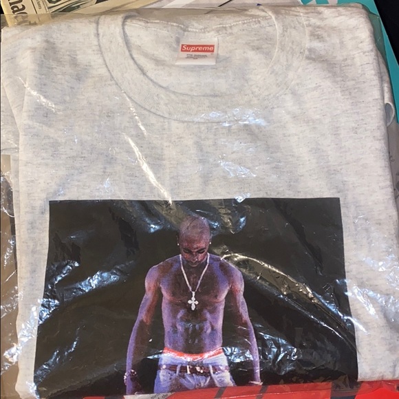 Supreme Tupac Hologram Tee Ash Grey Ss2 